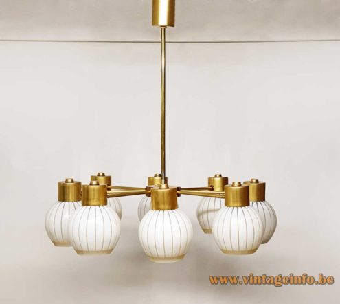 VEB Wohnraumleuchten Striped Globes Chandelier 1
