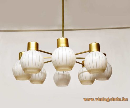 VEB Wohnraumleuchten Striped Globes Chandelier 2