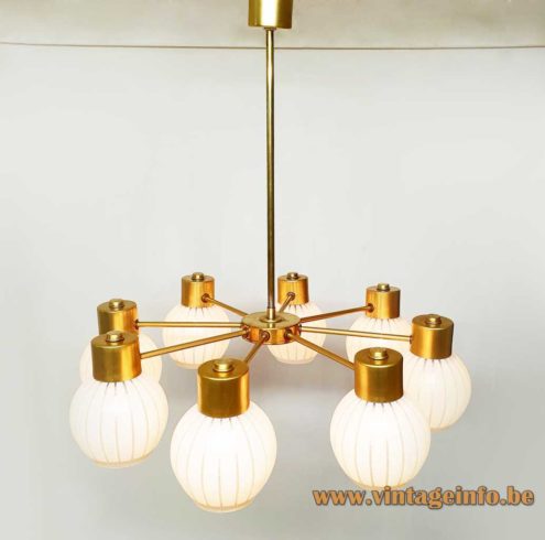 VEB Wohnraumleuchten Striped Globes Chandelier 3