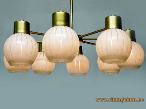 VEB Wohnraumleuchten Striped Globes Chandelier 5