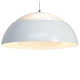 Arne Jacobsen Royal pendant lamp 1957 design white half round metal grid lampshade Louis Poulsen Denmark