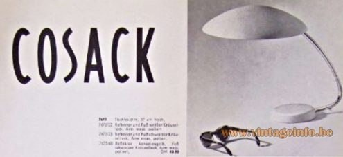 Gebrüder Cosack UFO Desk Lamp - 1950s, 1960s Catalogue Picture - Germany