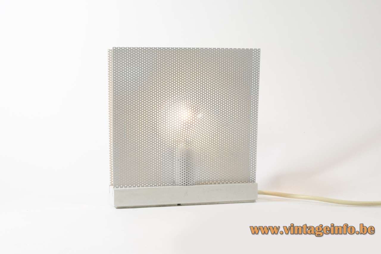 Indoor Sidelite table lamp 1979 design: Maria Hees square white mesh grid 1970s 1980s E14 socket