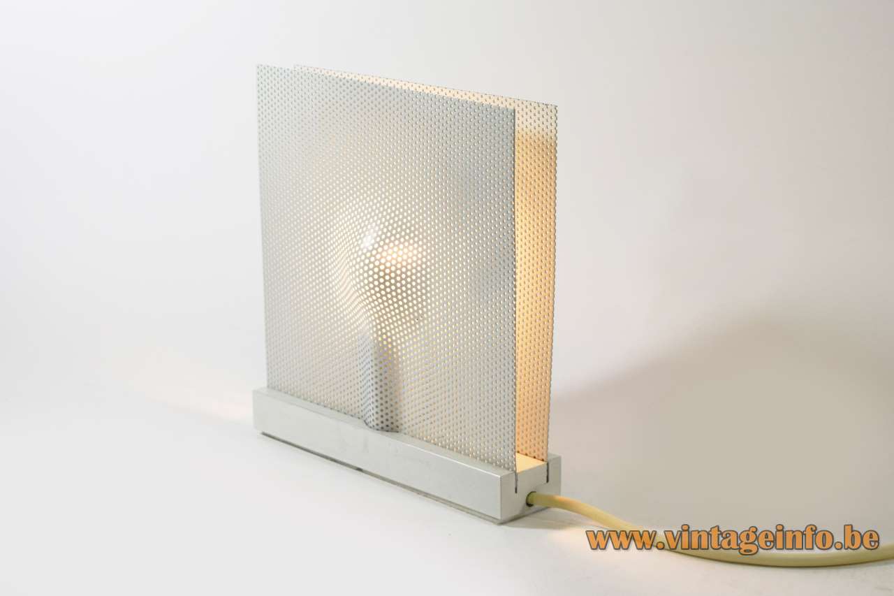 Indoor Sidelite table lamp 1979 design: Maria Hees square white mesh grid 1970s 1980s E14 socket
