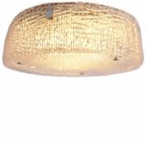 Kaiser Leuchten round glass flush mount big embossed disc chrome ornamental screws 1960s 1970s Germany