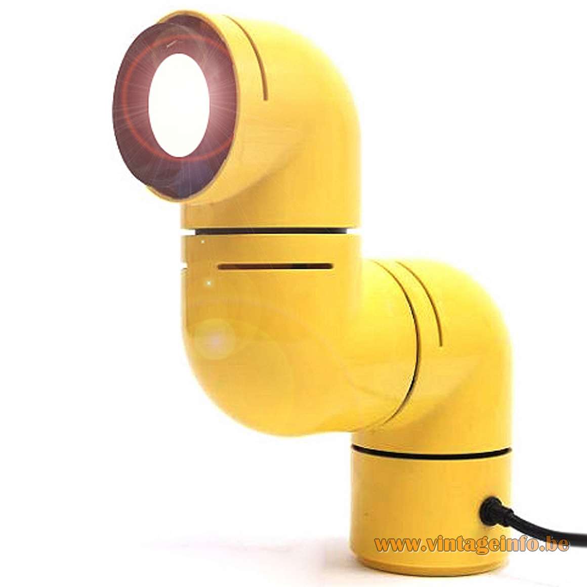 Metalarte Tatù table lamp 1972 design: André Ricard yellow plastic adjustable periscope caterpillar light