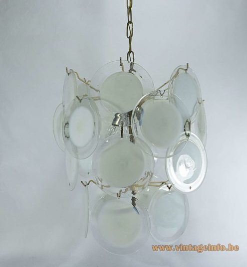 24 White Discs Murano Chandelier 3