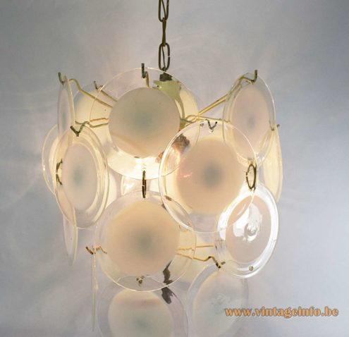 24 White Discs Murano Chandelier 4