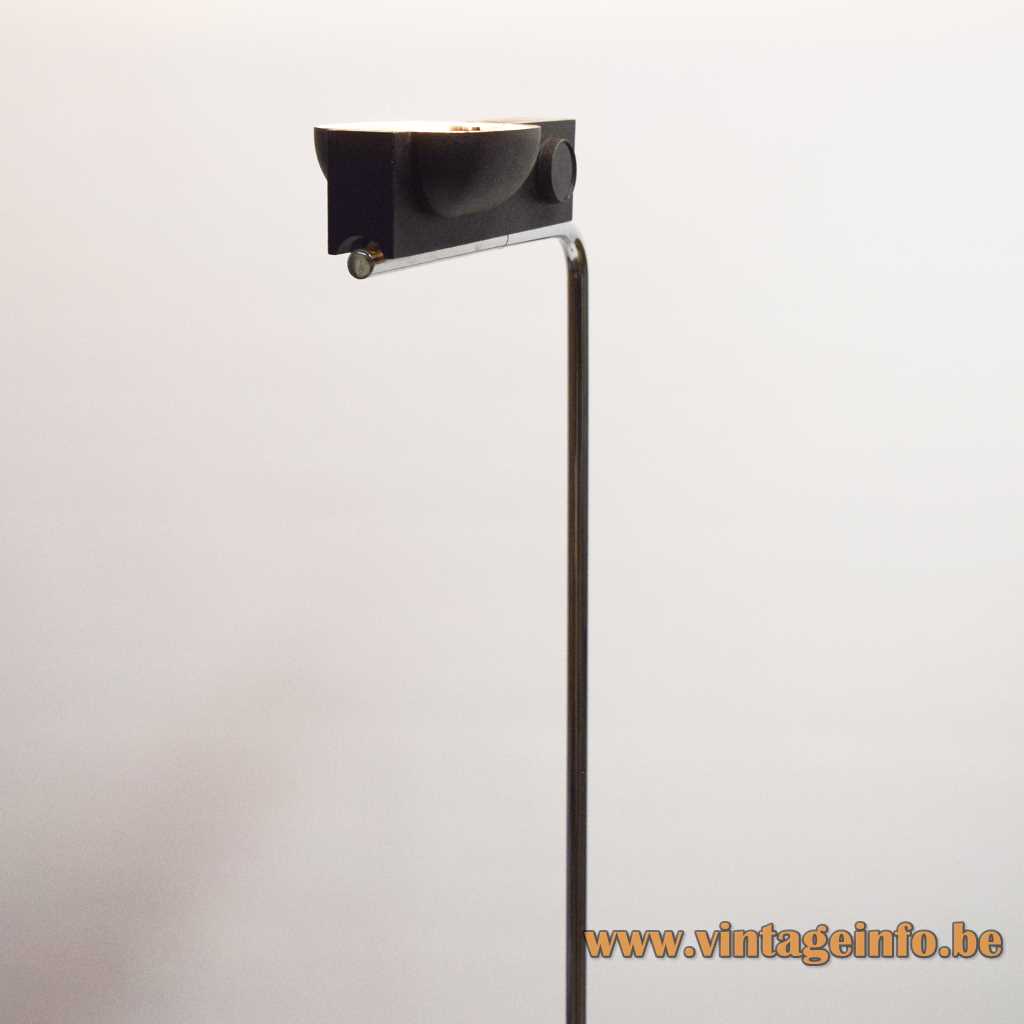 Ernesto Gismondi Camera Terra floor lamp round black base adjustable chrome rod elongated lampshade 1980s Artemide