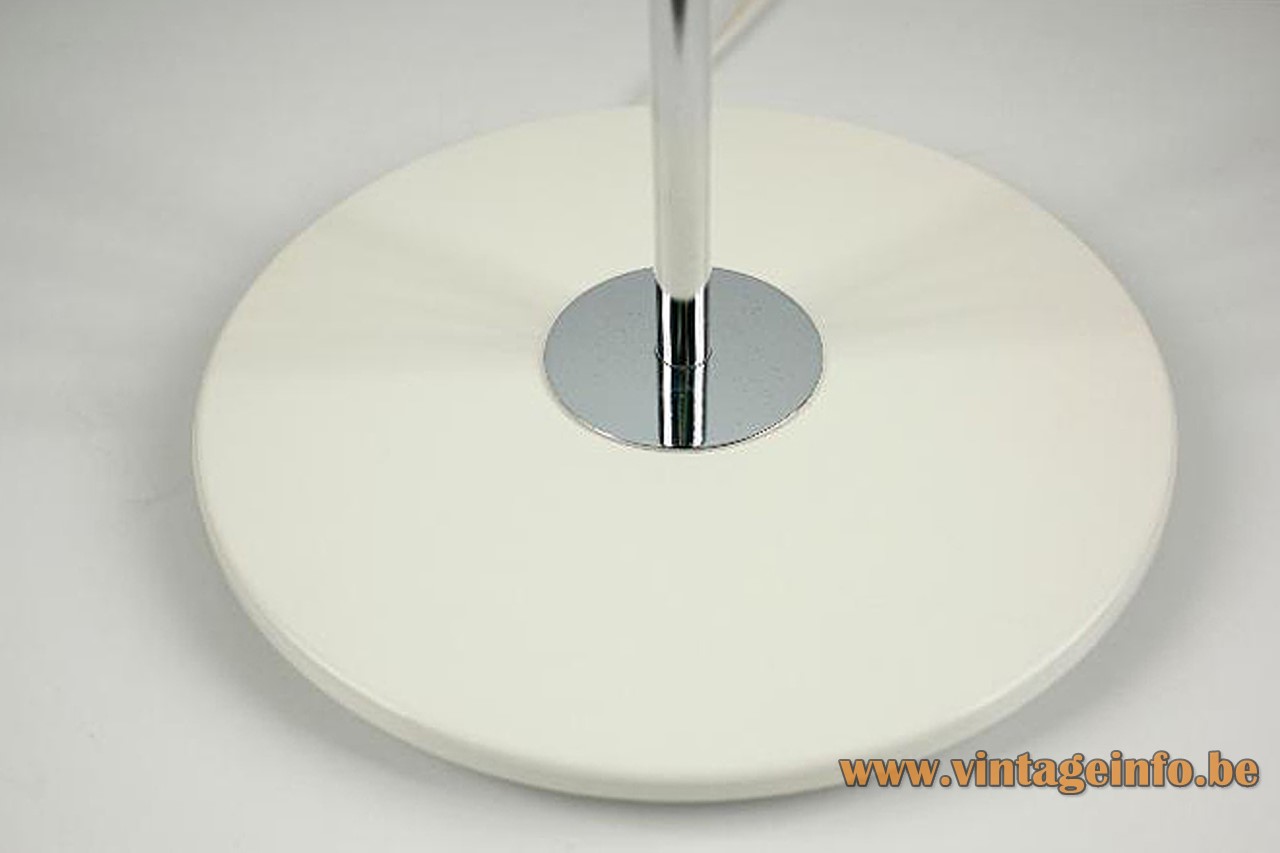 Estiluz chrome floor lamp white round base counterweight inside chrome ring 1970s Spain