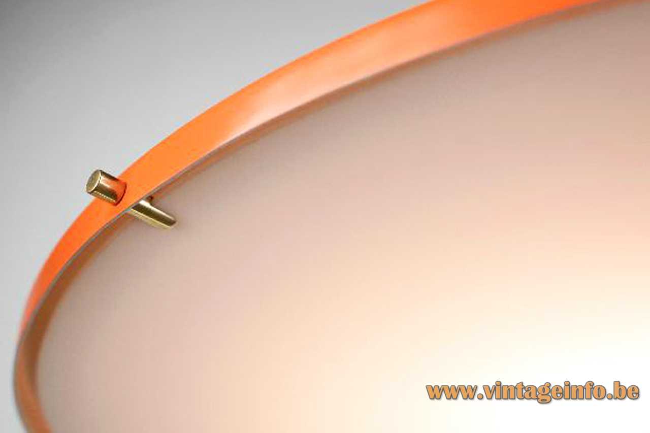 Hans-Agne Jakobsson Metalarte pendant lamp round orange aluminium lampshade white acrylic diffuser 1960s 1970s Spain