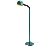 IKEA Remi floor lamp green metallic base & rod round perforated lampshade black flexible gooseneck 1980s Sweden