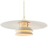 IKEA Vinter pendant lamp big white iron disc lampshade metal slats & rings Sweden 1990s E27 socket