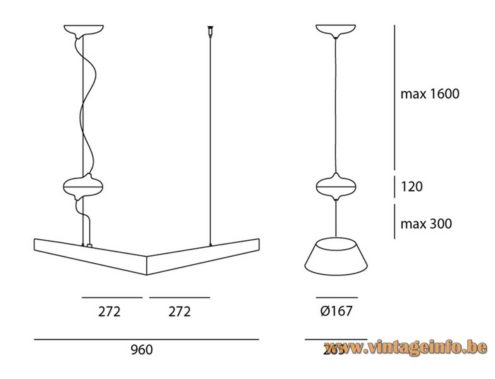 Artemide Mouette Mini Pendant Lamp - Dimensions