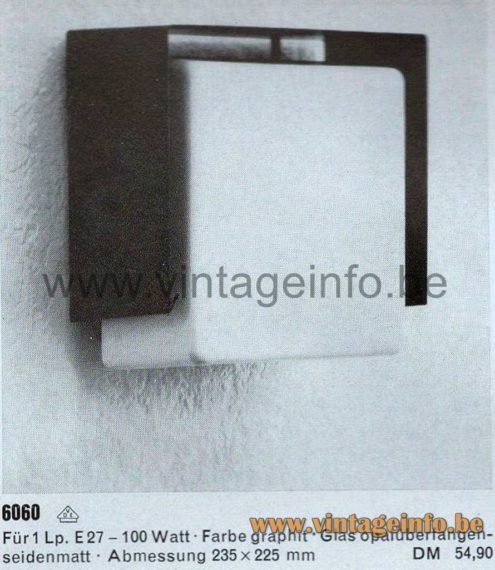 BEGA Square Wall Lamp - 1964 BEGA Catalogue Picture
