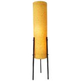 Dame & Co rocket floor lamp tripod base yellow tubular fibreglass lampshade 1960s Germany 3 E27 sockets