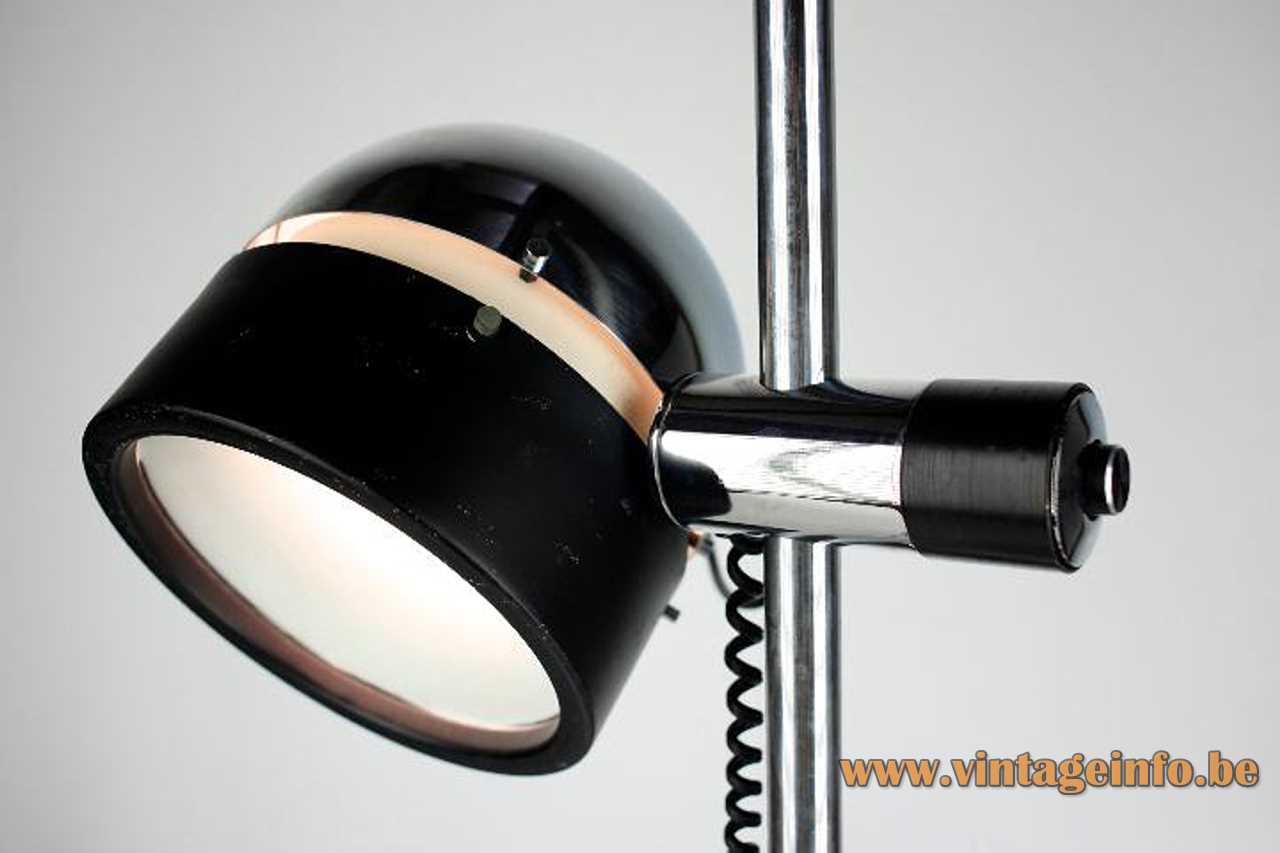 Josep Magem desk lamp 1970s design chrome rod black half round lampshade Madom Spain E27 socket