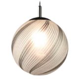La Murrina globe pendant lamp black & white swirl striped hand-blown Murano glass sphere lampshade 1970s