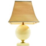 Le Dauphin globe table lamp rectangular base ceramic sphere disc pagoda lampshade 1980s France E27 socket