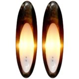 Reggiani oval copper wall lamp hammered base white acrylic lampshade 1960s 1970s Italy E27 sockets