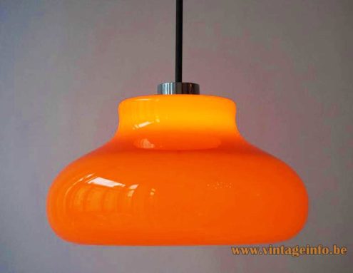 1970s Orange Glass Pendant Lamp 1
