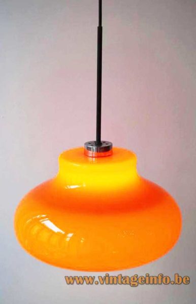1970s Orange Glass Pendant Lamp 2