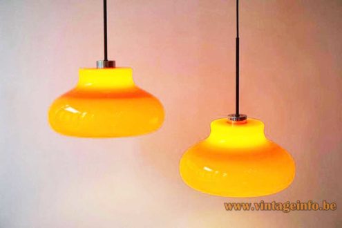 1970s Orange Glass Pendant Lamp 4
