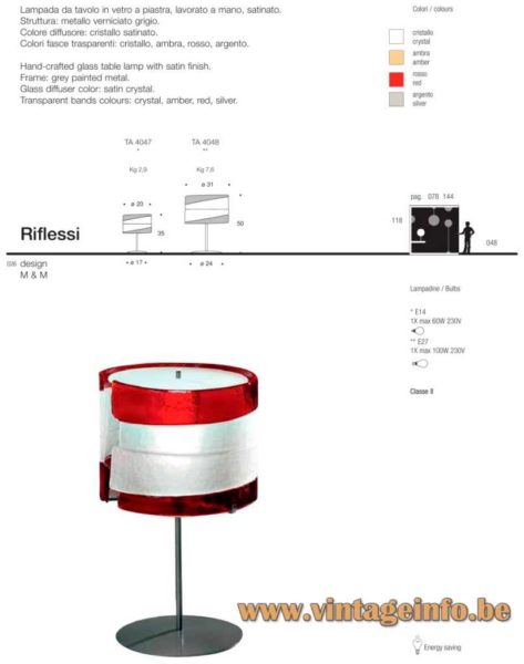 AV Mazzega Riflessi Radius Table Lamp - Catalogue Picture