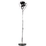 Baum Leuchten floor lamp round black base chrome rod adjustable theatre spotlight lampshade 1970s Germany
