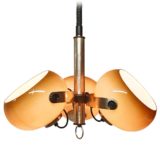 Brown acrylic globes pendant lamp adjustable 3 plastic sphere lampshades 1970s Massive Belgium E27 sockets