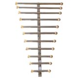 Chrome tubes wall lamp geometric metal light sculpture 11 rods 1960s 1970s Te De Light Belgium