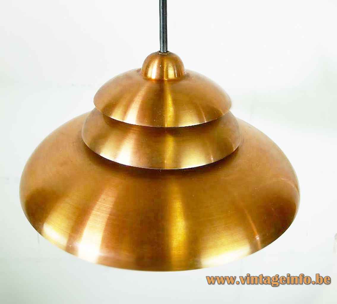 DORIA copper pendant lamp opal glass diffuser round metal triple lampshade 1960s Germany E27 socket
