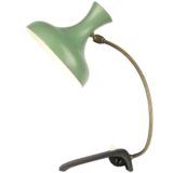 Diabolo Erpé desk lamp mint green aluminium lampshade black cast iron base curved rod 1950s 1960s