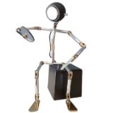 Ygnacio Baranga Osqar table lamp black cube base adjustable robot round lampshade 1990s Belgium halogen bulb