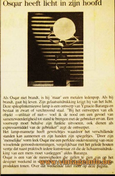Ygnacio Baranga Osqar Table Lamp Publicity Photos 5