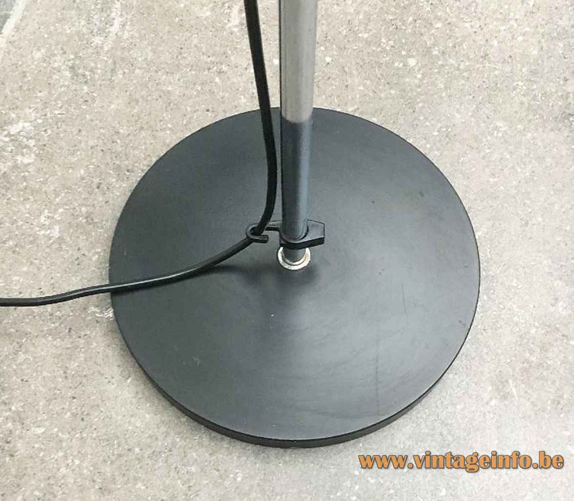  1960s Staff floor lamp round black metal base chrome rod Germany 1970s