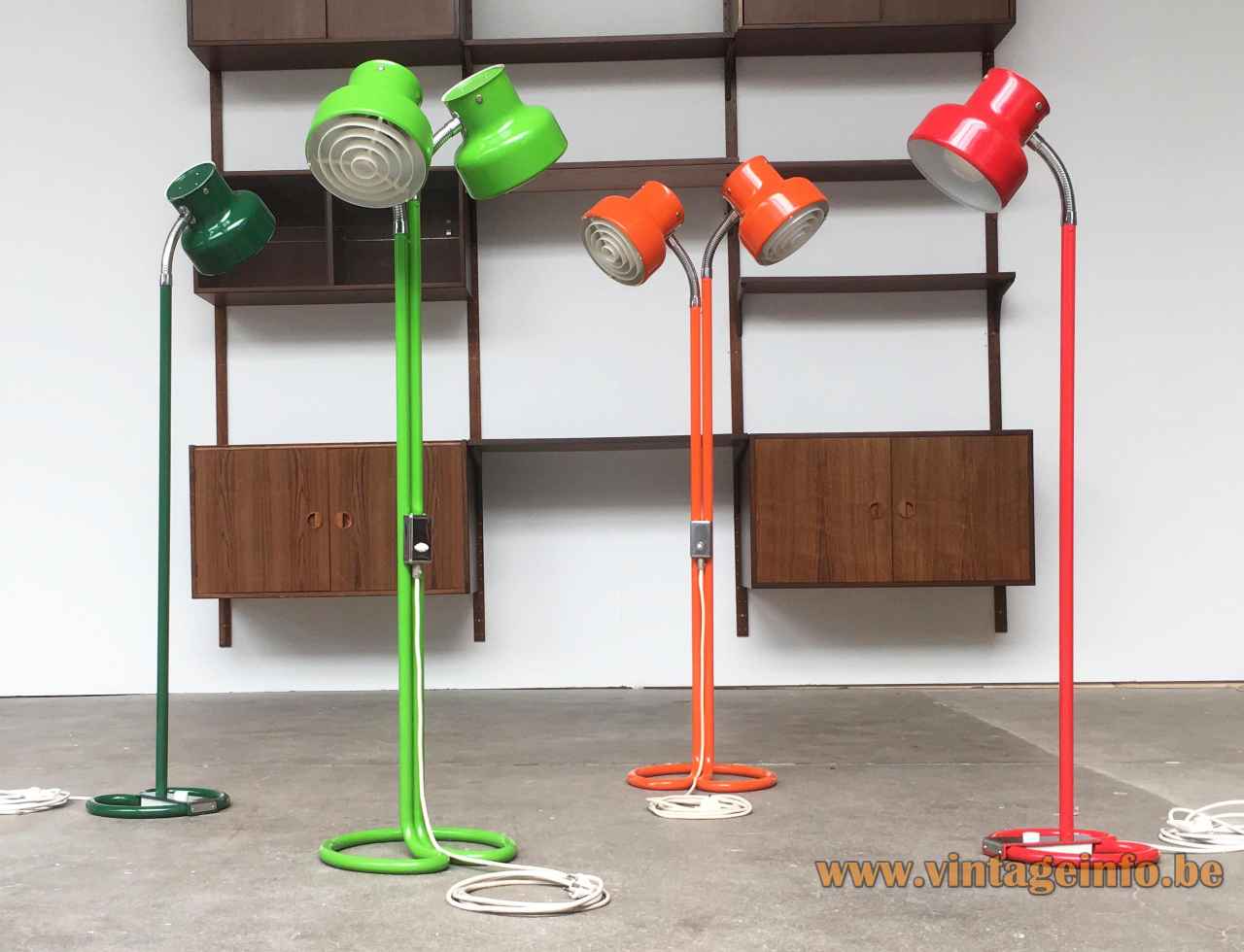 Anders Pehrson Bumling floor lamp collection green orange & red 1968 design Atelje Lyktan Sweden 1960s 1970s