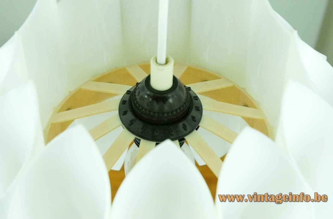 Atelje Lyktan Pyrola pendant lamp 1960s design: Hannelore Dreutler round white acrylic folded cylinders lampshade Sweden