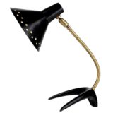Cosack crowfoot desk lamp cast iron base curved brass rod black conical lampshade 1950s 1960s Germany