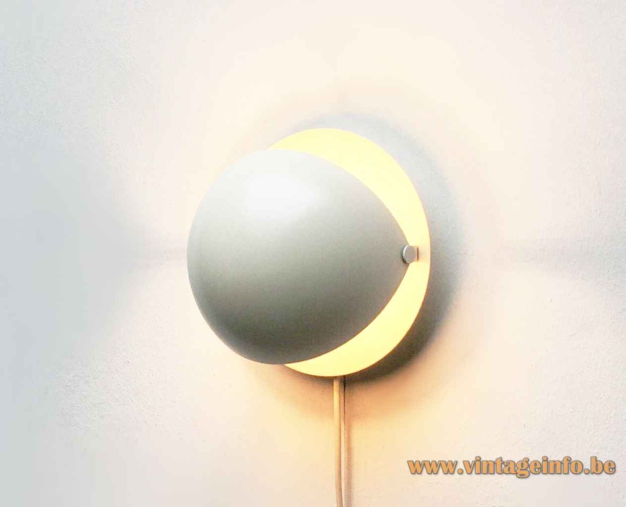 Cosack eclipse wall lamp white metal base adjustable half round lampshade 1960s 1970s Germany E27 socket