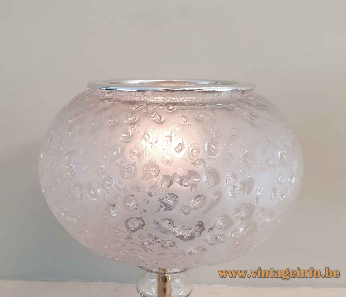 DORIA glass globe table lamp round aluminium base glass rod & embossed hand blown lampshade 1970s Germany