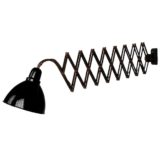 EGSA scissor wall lamp black industrial metal adjustable round lampshade 1950s Esmaltería Guipuzcoana Spain E27 socket