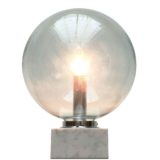 ERCO globe table lamp 3480 square marble base clear glass lampshade chrome tube 1970s Germany