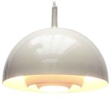 ERCO mushroom pendant lamp ivory metal lampshade white plastic grid 1960s 1970s Germany E27 socket