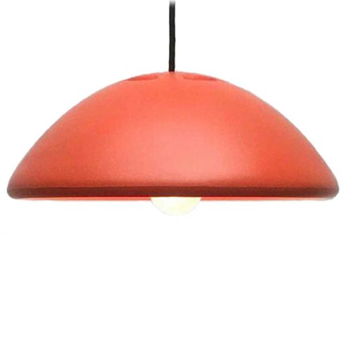 Fog & Morup Data pendant lamp 1970s design: Bjarne Bo round orange polyurethane plastic mushroom lampshade Denmark