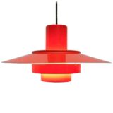 Fog & Morup Falcon pendant lamp red round metal lampshade 1960s design: Andreas Hansen Denmark E27 socket
