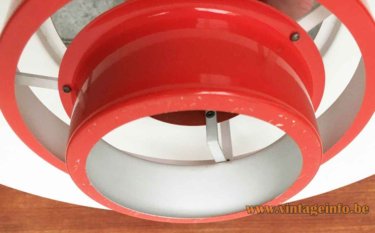 Fog & Morup Falcon pendant lamp red round metal lampshade 1960s design: Andreas Hansen Denmark E27 socket