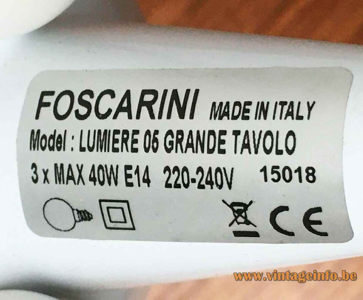 Foscarini Lumiere Grande Table Lamp - 1990 Design: Rodolfo Dordoni, Italy - Label