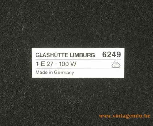Glashutte Limburg 6249 Table Lamp Label