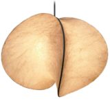 Goldkant Leuchten Orsa pendant lamp curved wire frame cocoon plastic lampshade 1970s Germany E27 socket